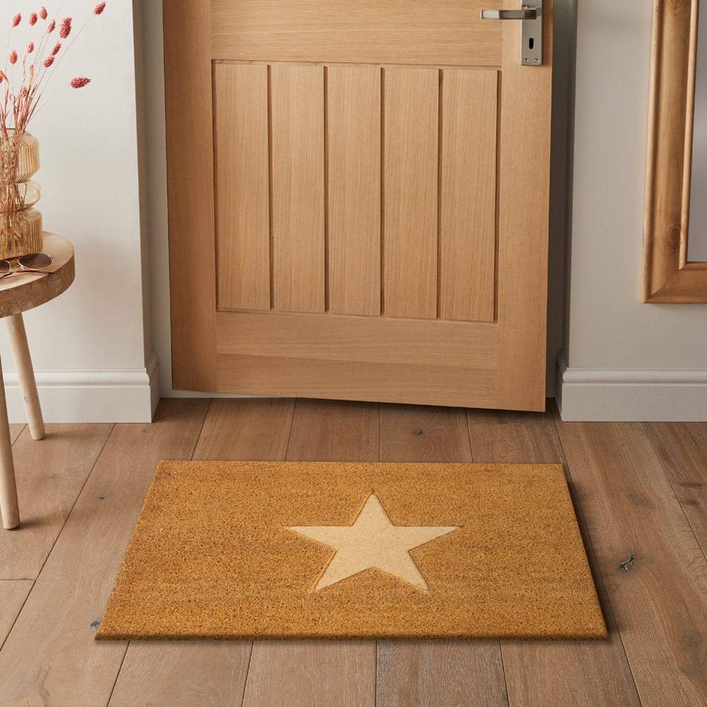 Eselle Astley Star Embossed Natural Coir Door Mat 40 x 60cm Image 5