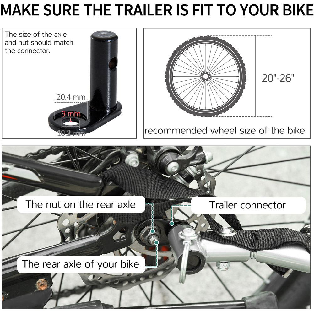 Outsunny 2 Wheel Bicycle Cargo Trailer Image 8