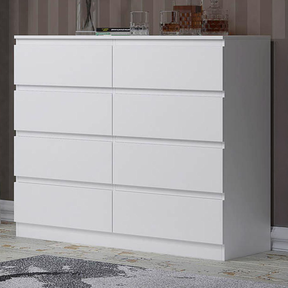 FWStyle Carlton 8 Drawer Matt White Chest of Drawers Image 1