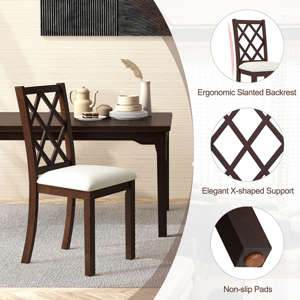 Costway Set of 2 Brown Dining Chairs with Inclined Backrest Image 8