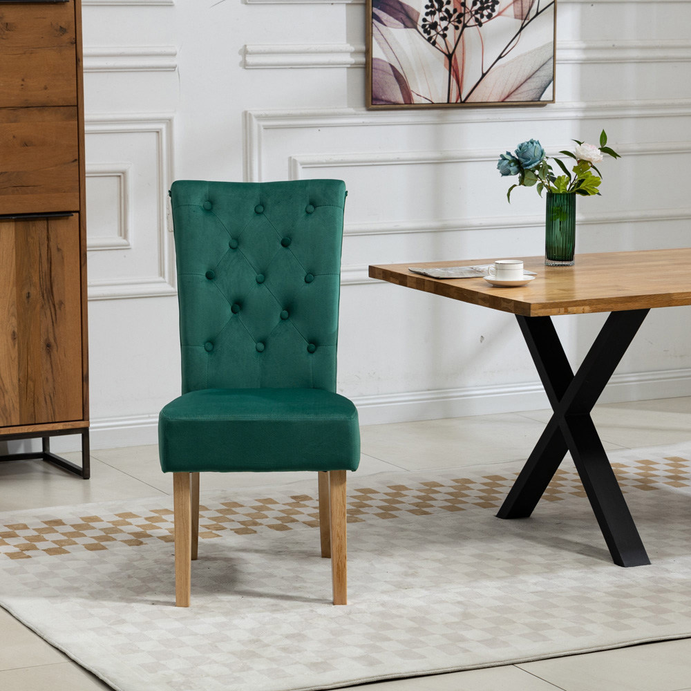 Artemis Home Pienza Set of 2 Green Velvet Dining Chairs Image 2