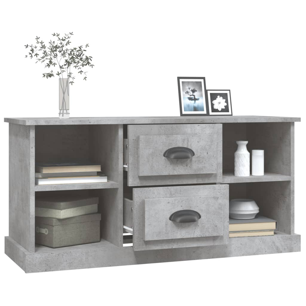 vidaXL 2 Drawer 4 Shelf Concrete Grey TV Cabinet Image 5
