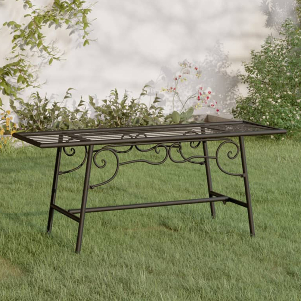 vidaXL Black Steel Scrollwork Garden Bench Image 1