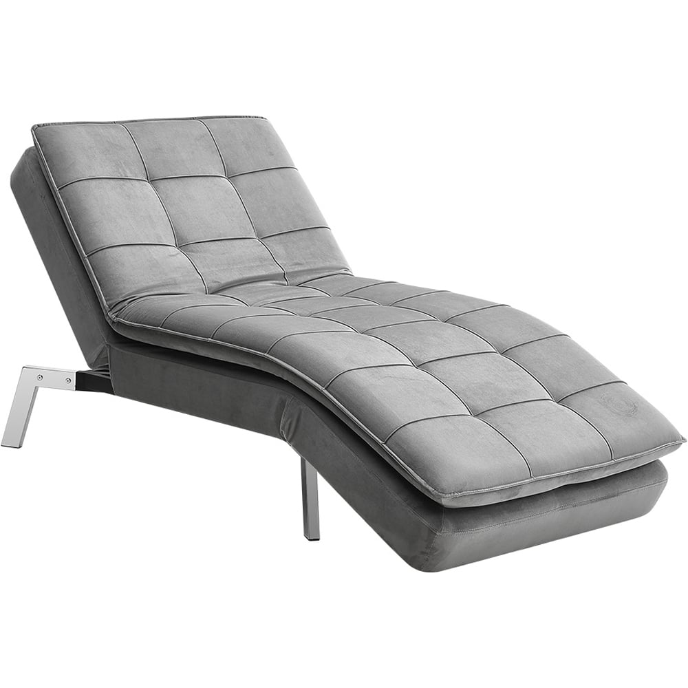 Living and Home Chaise Grey Fabric Upholstered Adjustable Lounger Image 2