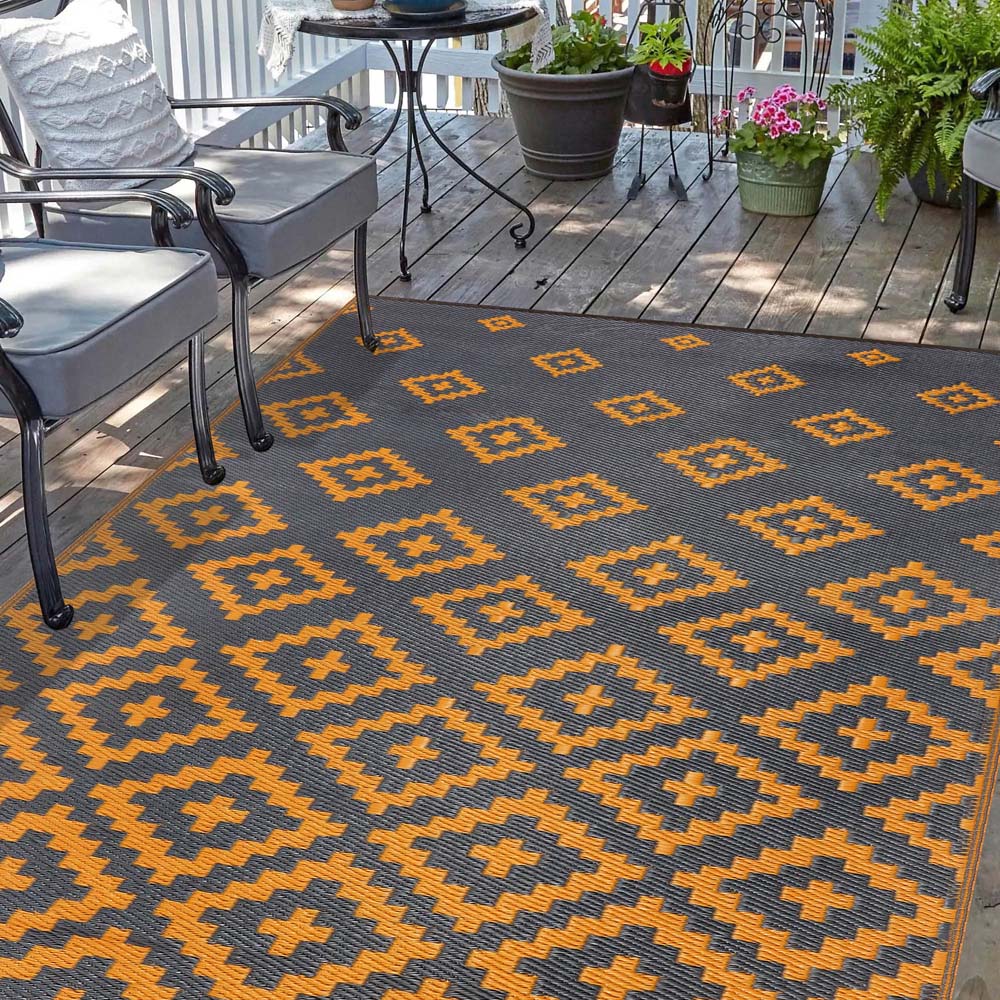 Green Decore Bettina Charcoal Grey and Yellow Ochre Outdoor Rug 120 x 180cm Image 5