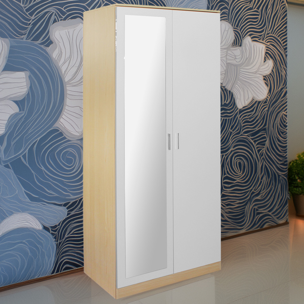 Brooklyn 2 Door White High Gloss Mirror Wardrobe Image 1