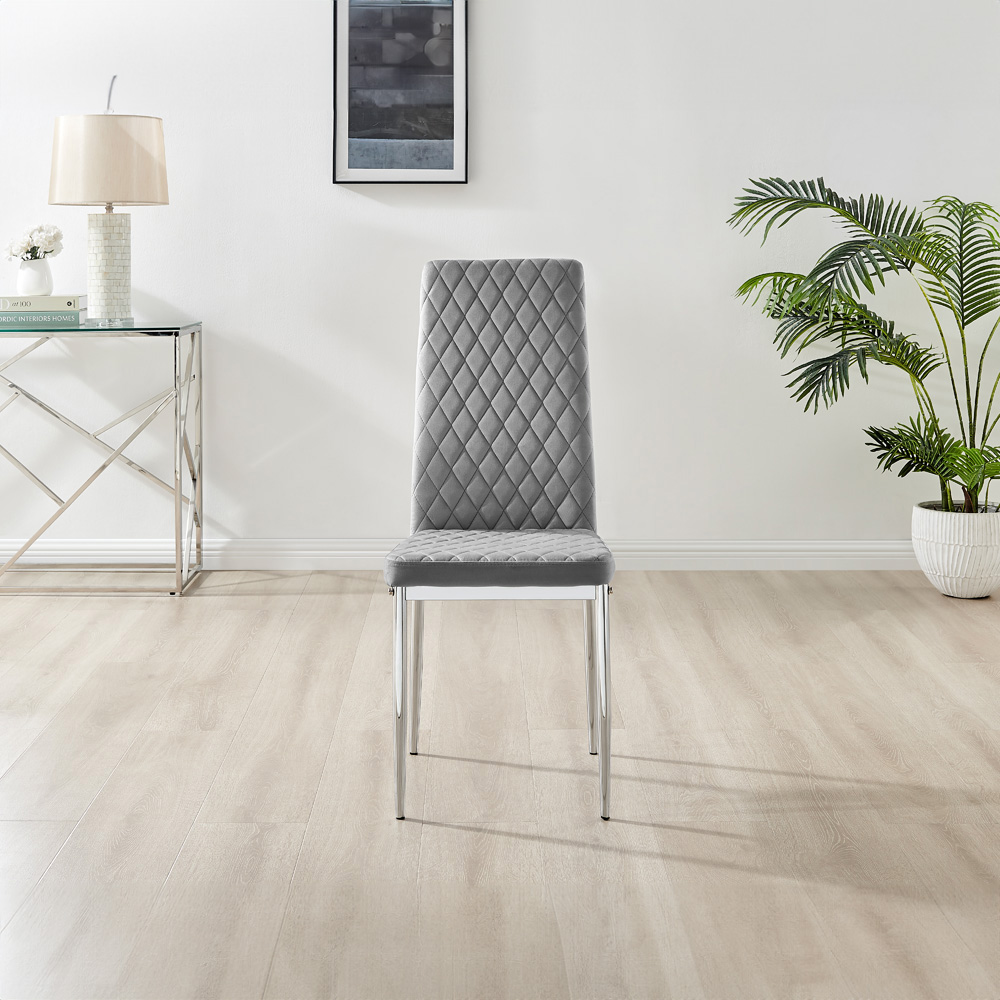 Furniturebox Arona Valera 4 Seater Round Dining Set Grey and Chrome Image 5