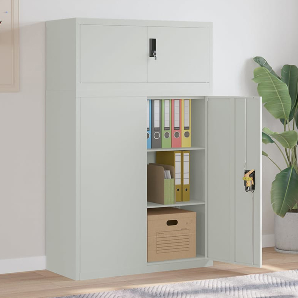 vidaXL 2 Door Light Grey Steel Filing Cabinet Set of 2 Image 1