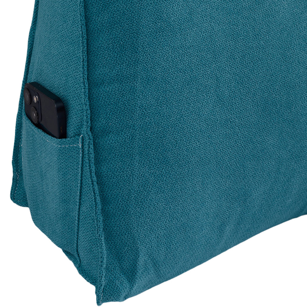 Living and Home Peacock Blue Wedge Headboard Pillow with Side Pocket 180 x 50cm Image 6