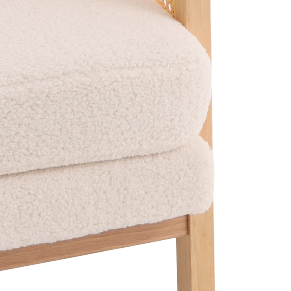 Living and Home Teddy Fleece Cushion Modern Rattan Armchair Image 4