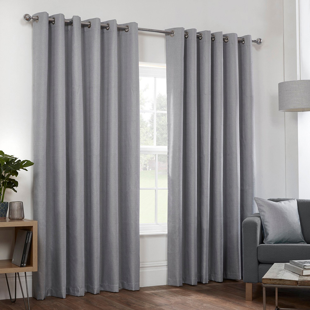Divante Hoxton Silver Blackout Eyelet Curtains 137 x 168cm Image 1