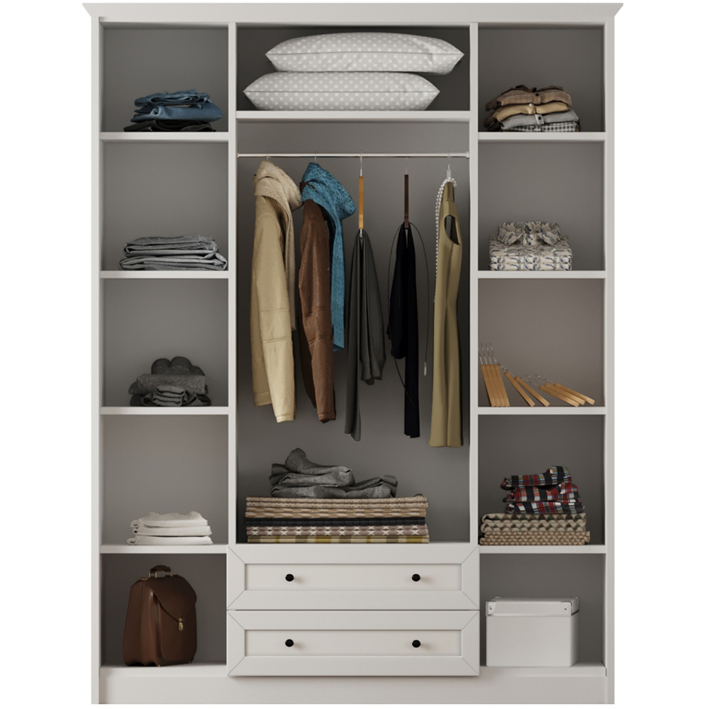 Evu DAISY XL 4 Doors 2 Drawers White Wardrobe Image 5