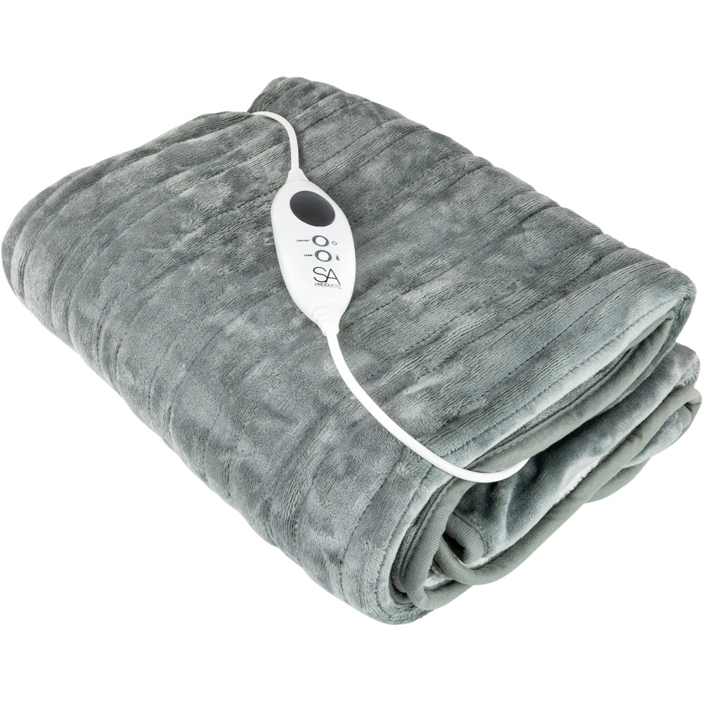 Single Grey Heated Throw Blanket with 9 Heat Settings Image 1