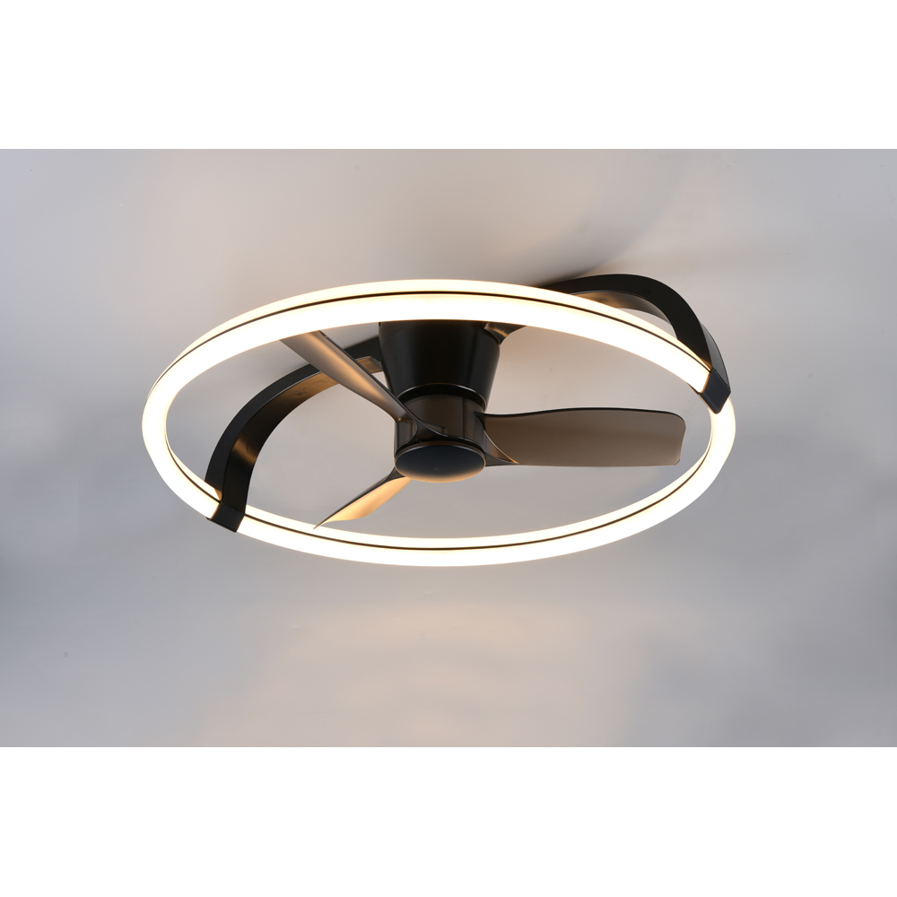 TRIO Stockholm Matt Black Round LED Ceiling Light with Fan Image 2