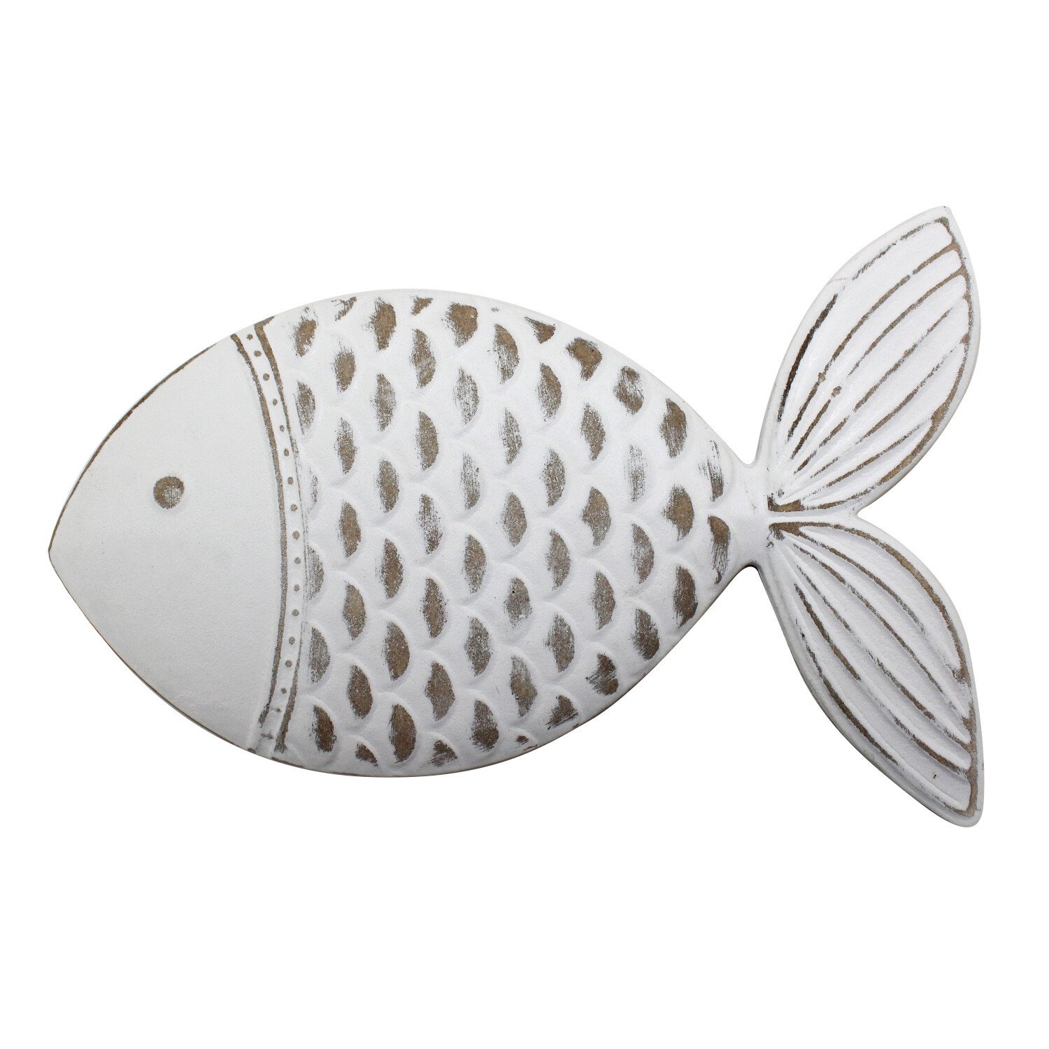 Set of 3 Rustic Fish Wall Art - White Image 3