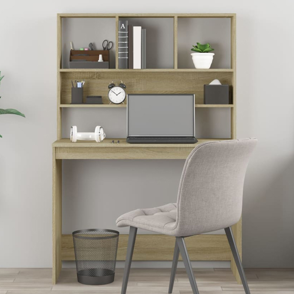 vidaXL 4 Shelf Study Desk Sonoma Oak Image 1