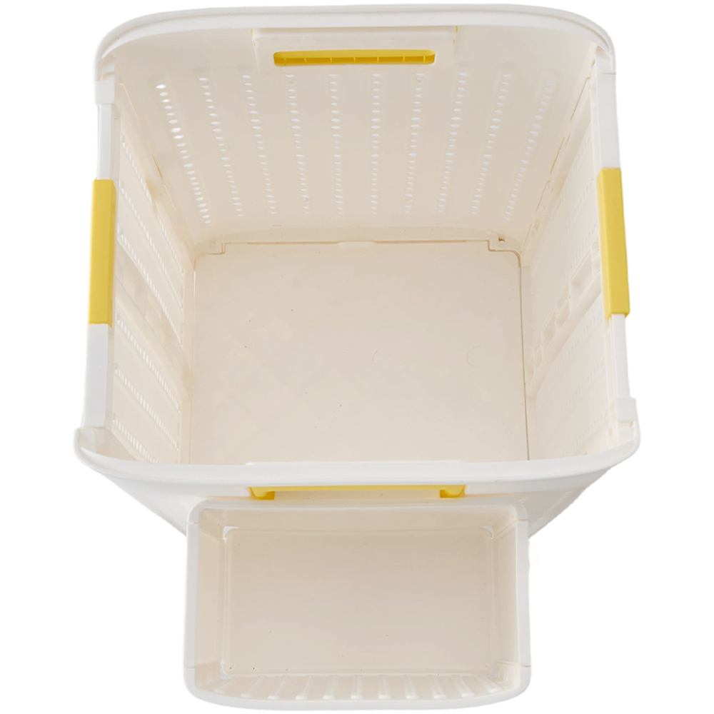 Living and Home Large White Foldable Laundry Basket with Hanging Basket and Castors Image 5