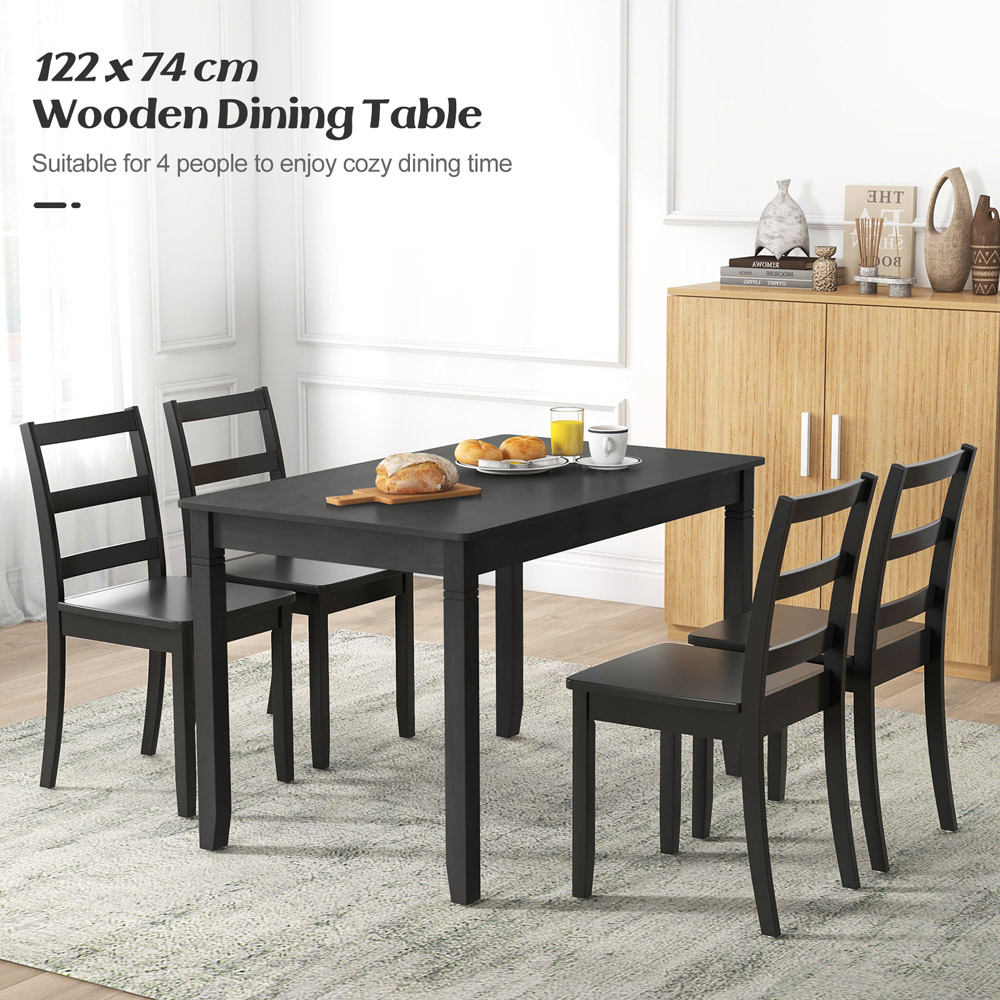 Costway 4 Seater Wooden Rectangular Dining Table Black Image 7