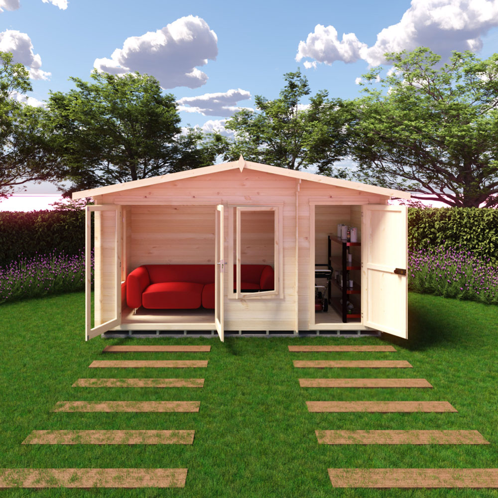 Shire Spalding 14 x 6ft Dual-Purpose Apex Garden Log Cabin with Integral Storage Image 4