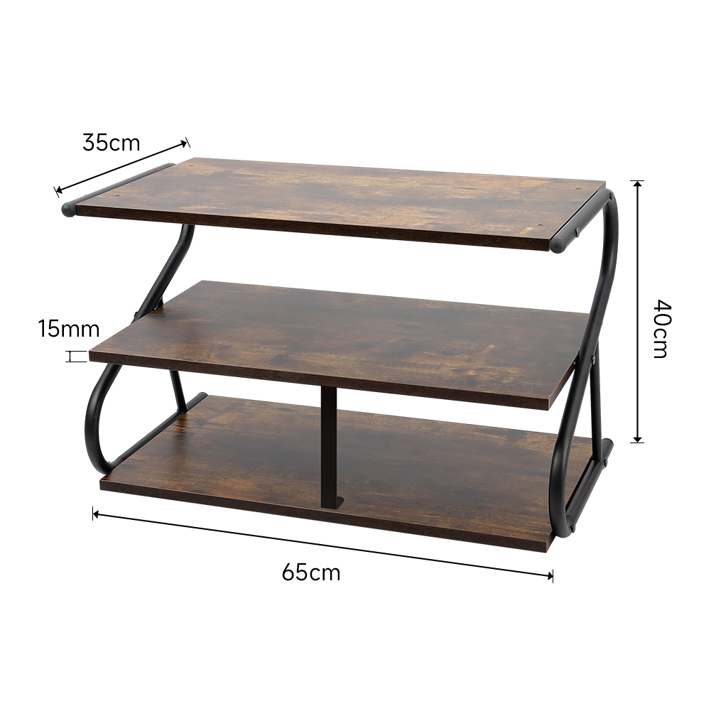 Living and Home 3-Tier Rustic Brown S Frame Shoe Rack Image 5