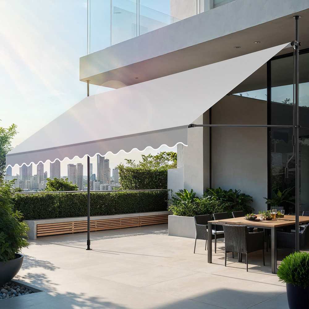 tectake Light Grey Retractable Awning 4 x 1.8m Image 1