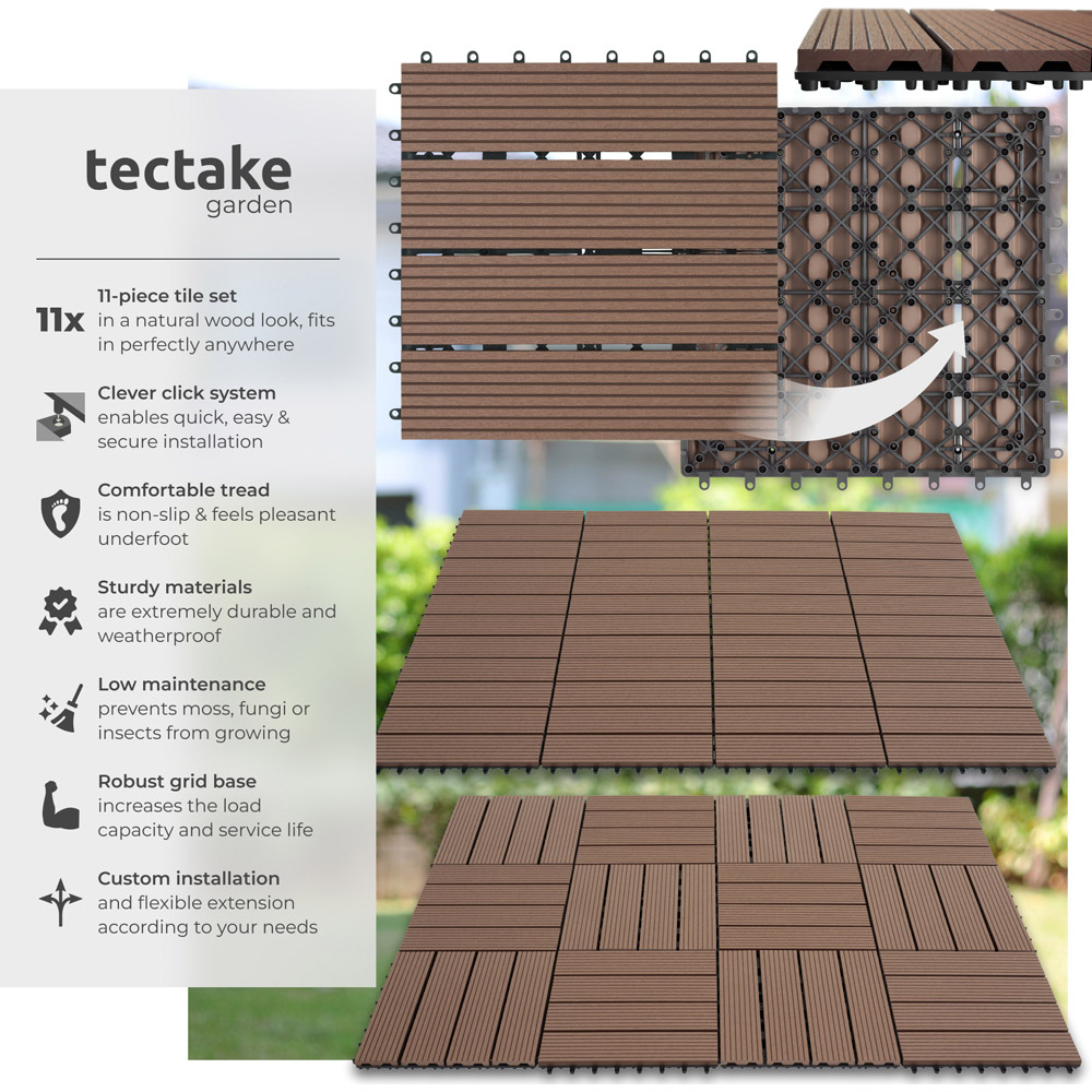 tectake Tegulas 11 Piece Brown Wood Look Outdoor Tile Set Image 7