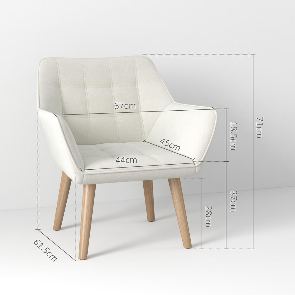 HOMCOM Cream White Accent Armchair Image 9