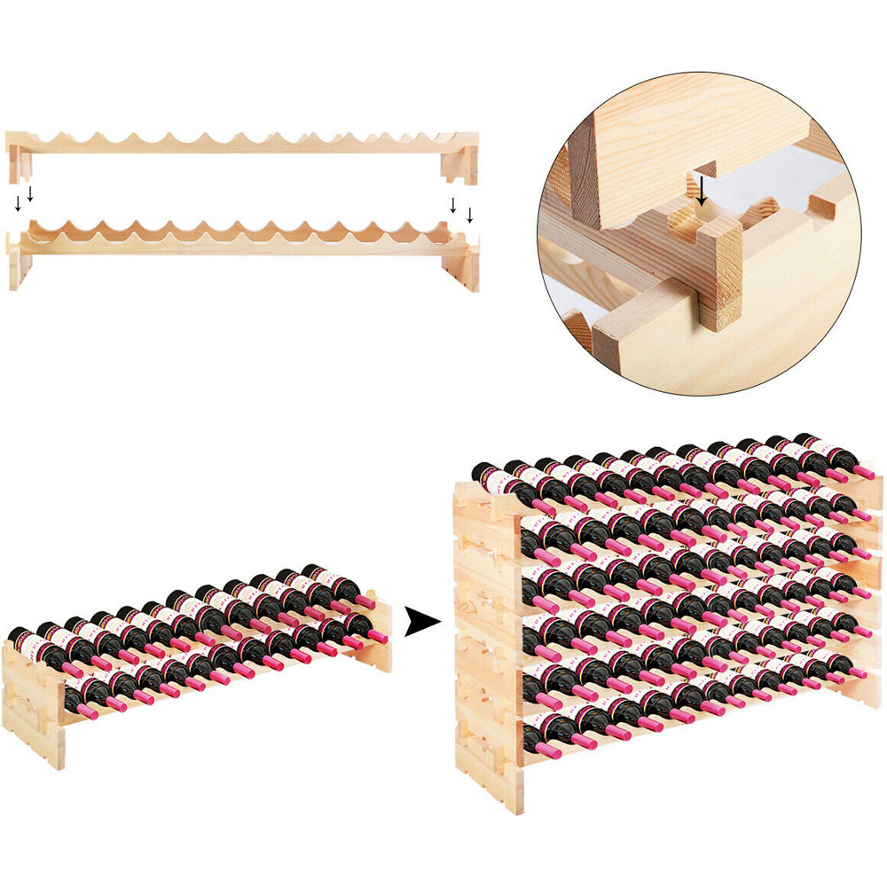 Costway 72 Bottle Wooden Stackable Wine Rack Image 3