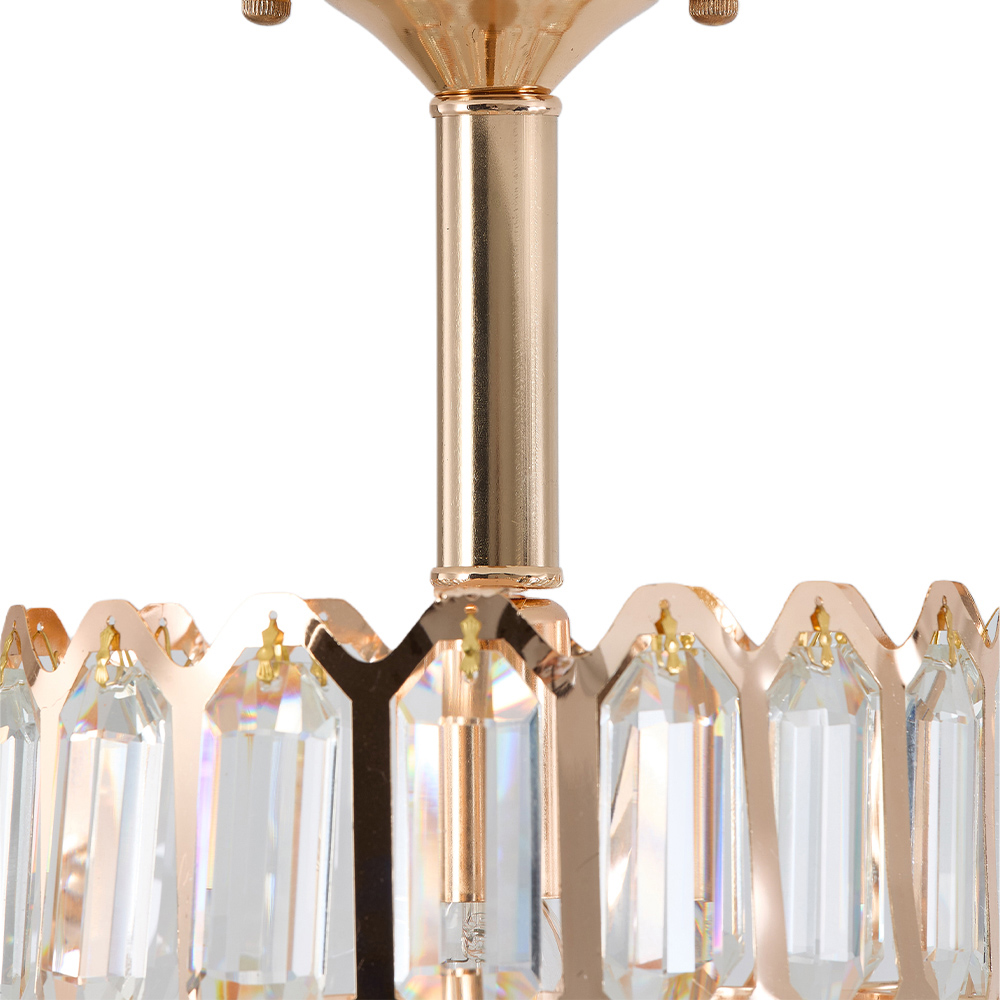 Living and Home Gold Iron Crystal E14 Pendant Light Image 5