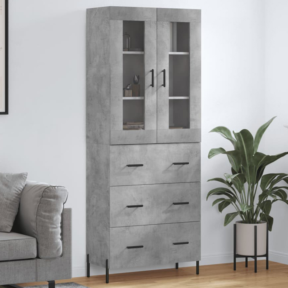 vidaXL 2 Door 3 Drawer Concrete Grey Wooden Highboard Image 1