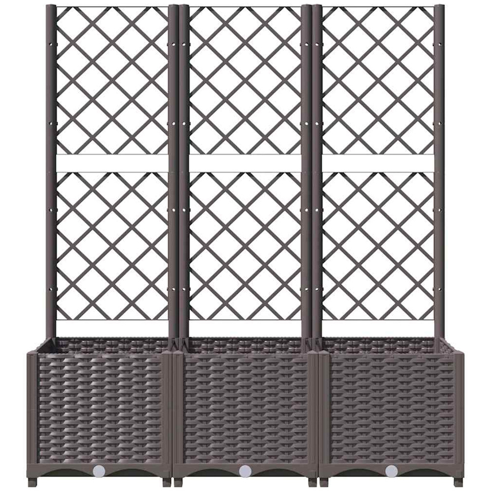 vidaXL Brown Polypropylene Garden Planter with Trellis 120 x 40 x 136cm Image 3