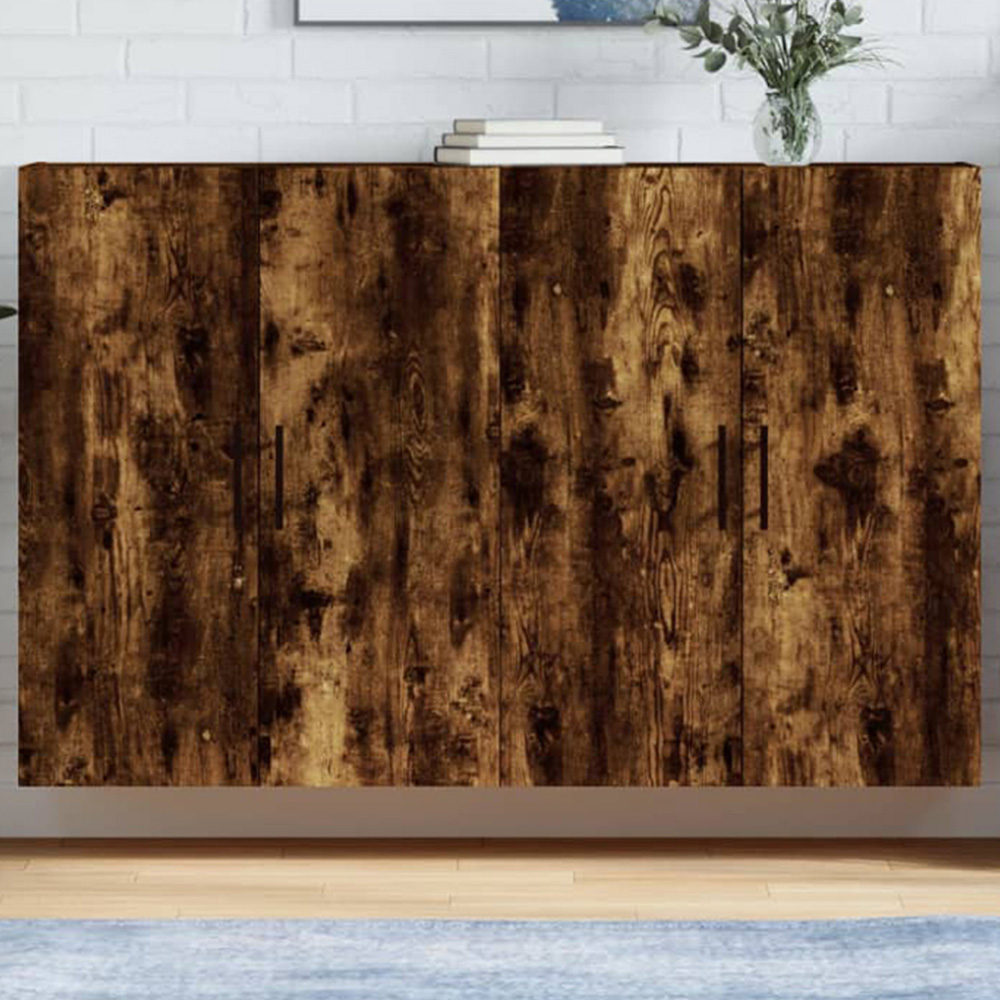 vidaXL 2 Door Brown Smoked Oak Wall Mounted Cabinet 2 Pack Image 1