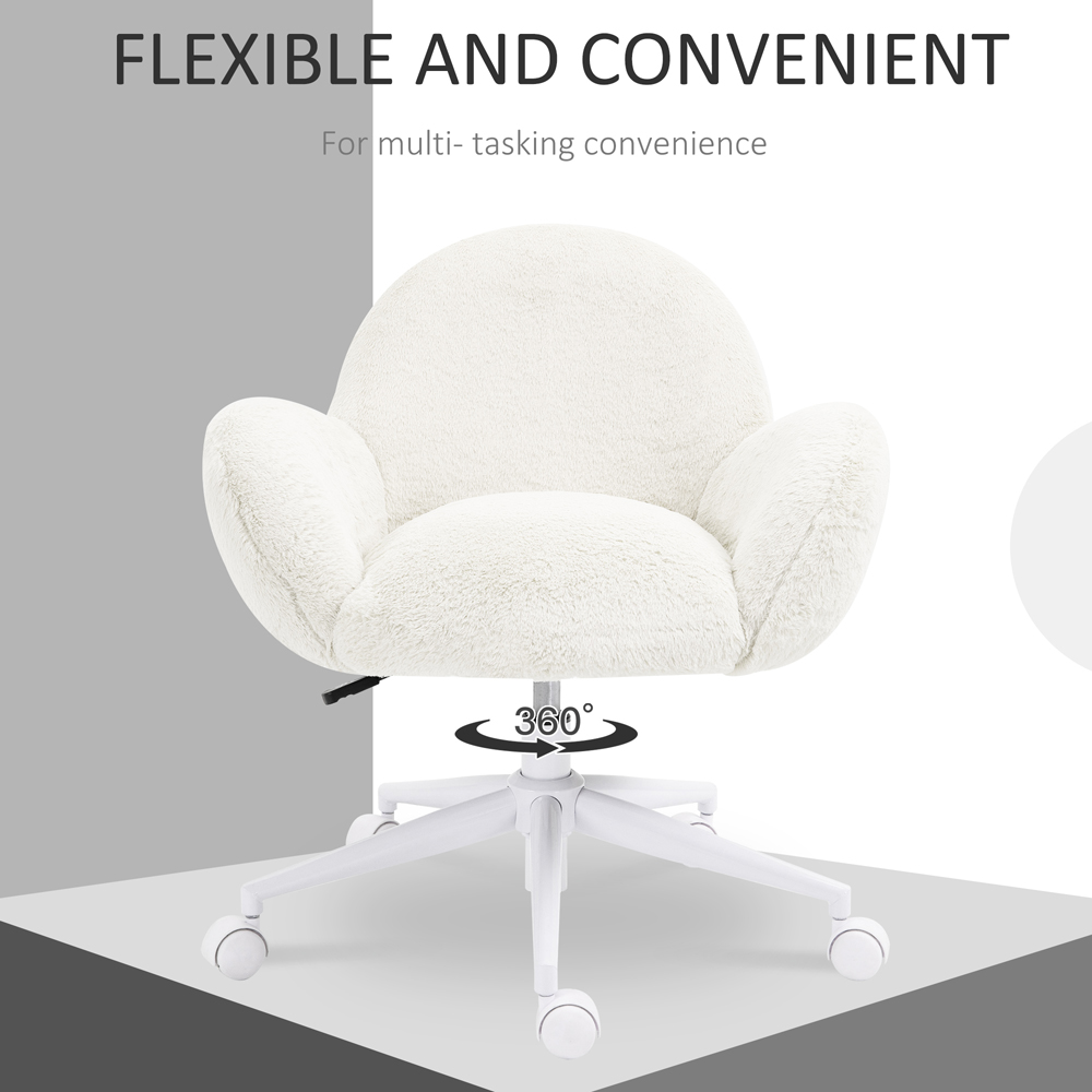 Portland Cream White Fluffy Office Chair with Backrest Image 5