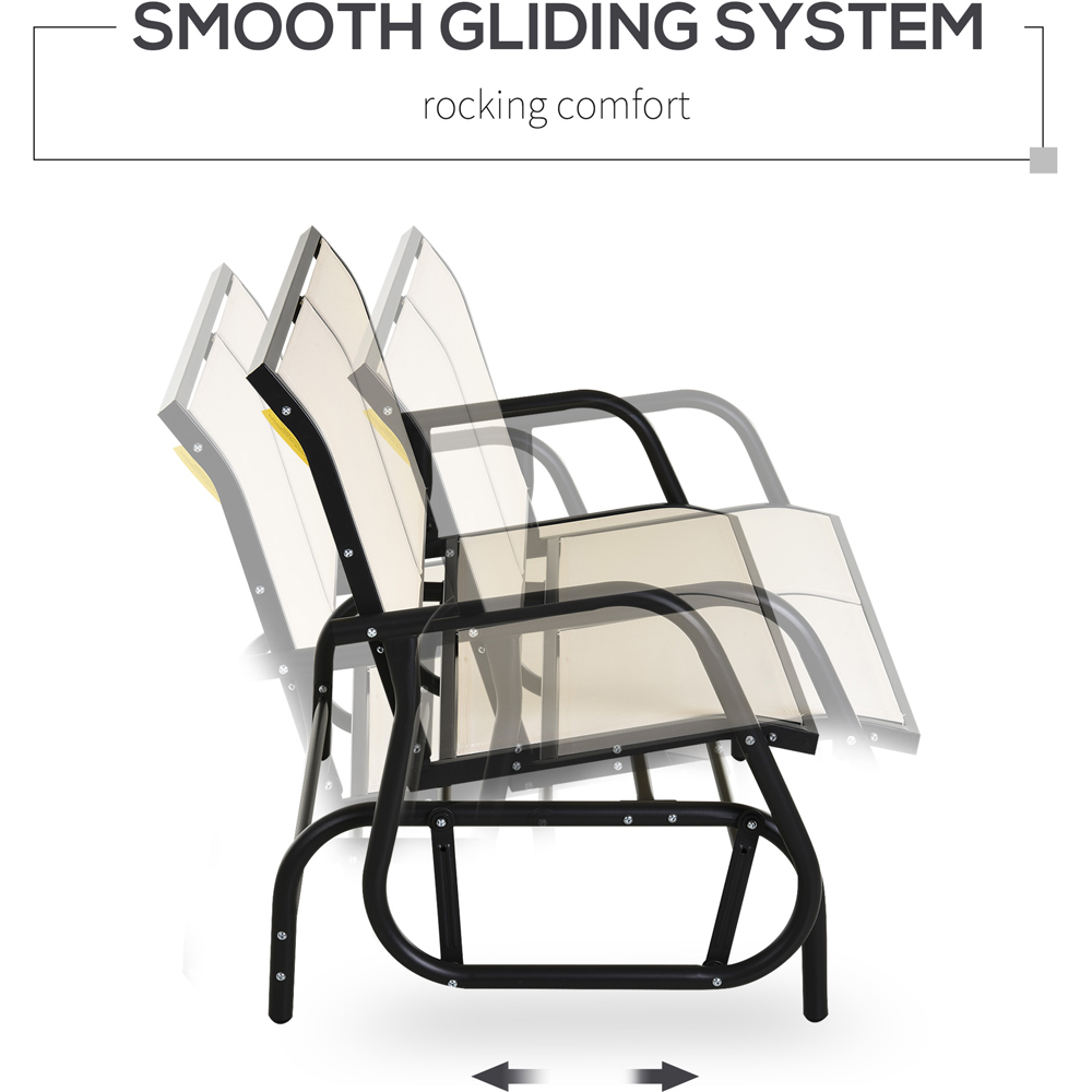 Outsunny 2 Seater Beige Steel Gliding Garden Bench Image 4