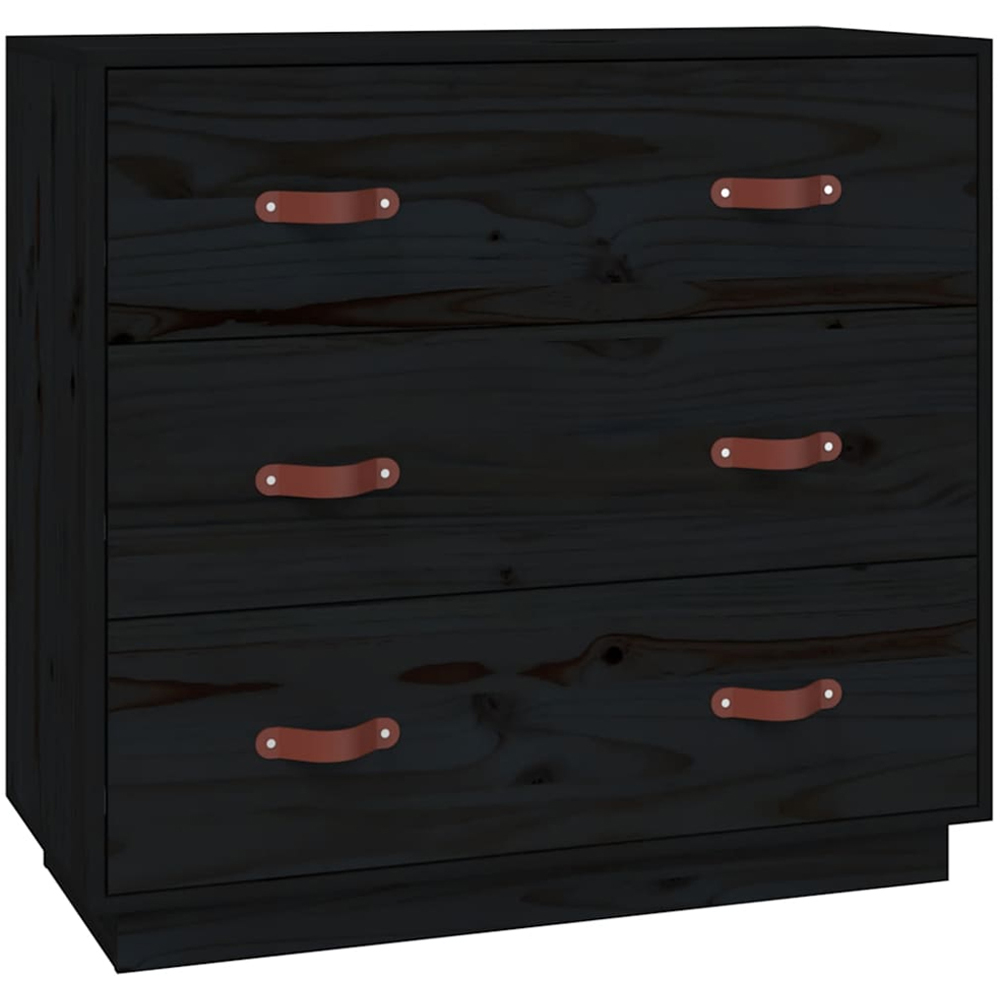 vidaXL 3 Drawer Black Wooden Sideboard Image 2