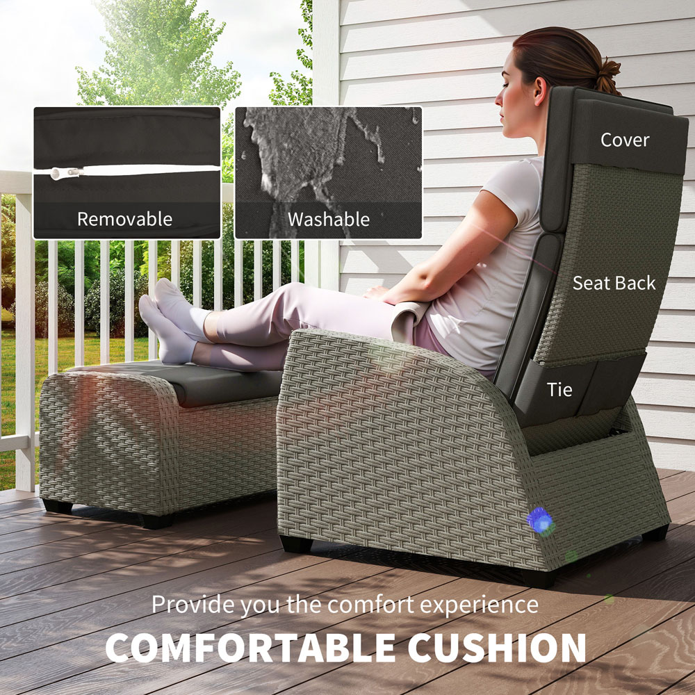 Outsunny 2 Seater Grey Rattan Garden Furniture Set Image 6