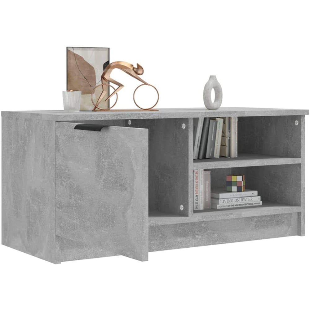 vidaXL Single Door 2 Shelf Concrete Grey TV Cabinet Image 3