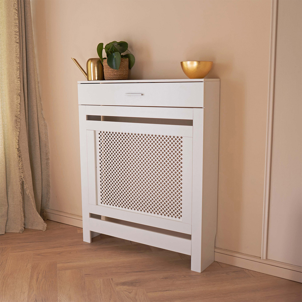 Portland Single Drawer White Radiator Cover Small Image 8