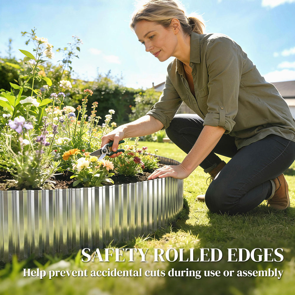 Outsunny Silver Metal Garden Edging 8 inch x 21.3ft Image 5