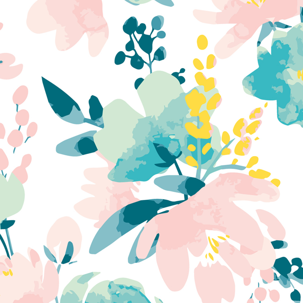 Origin Murals Watercolour Flora Pink Wall Mural Image 2