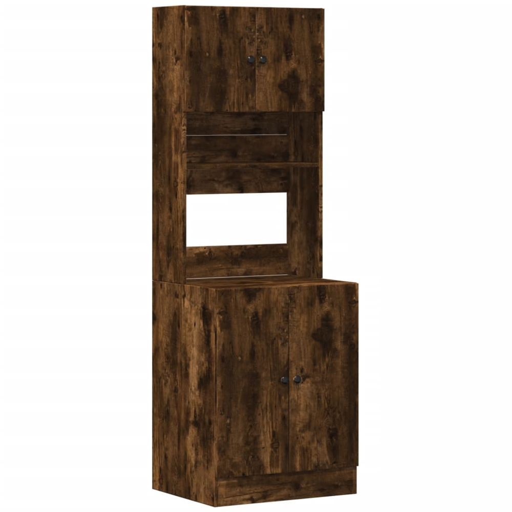 vidaXL 4 Door Single Shelf Smoked Oak Kitchen Cabinet Image 2