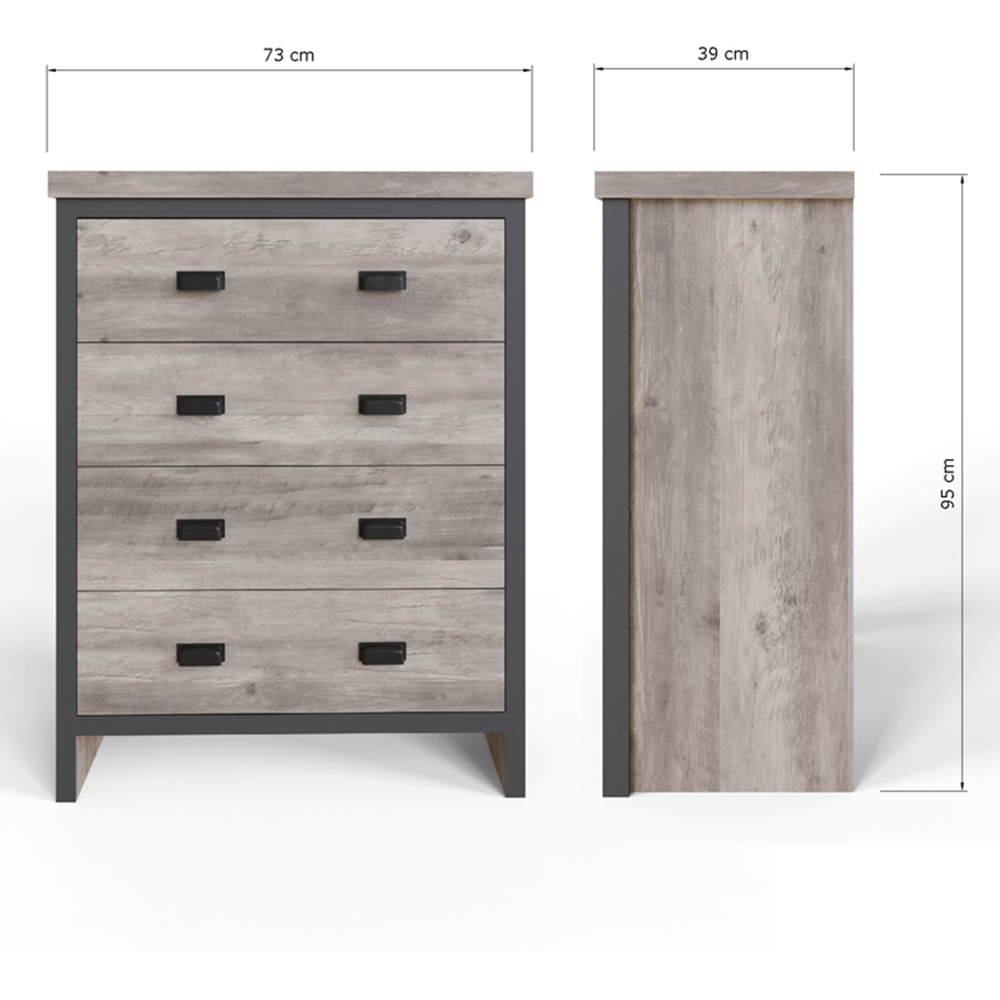 GFW Boston Grey 4 Piece Bedroom Furniture Set Image 7