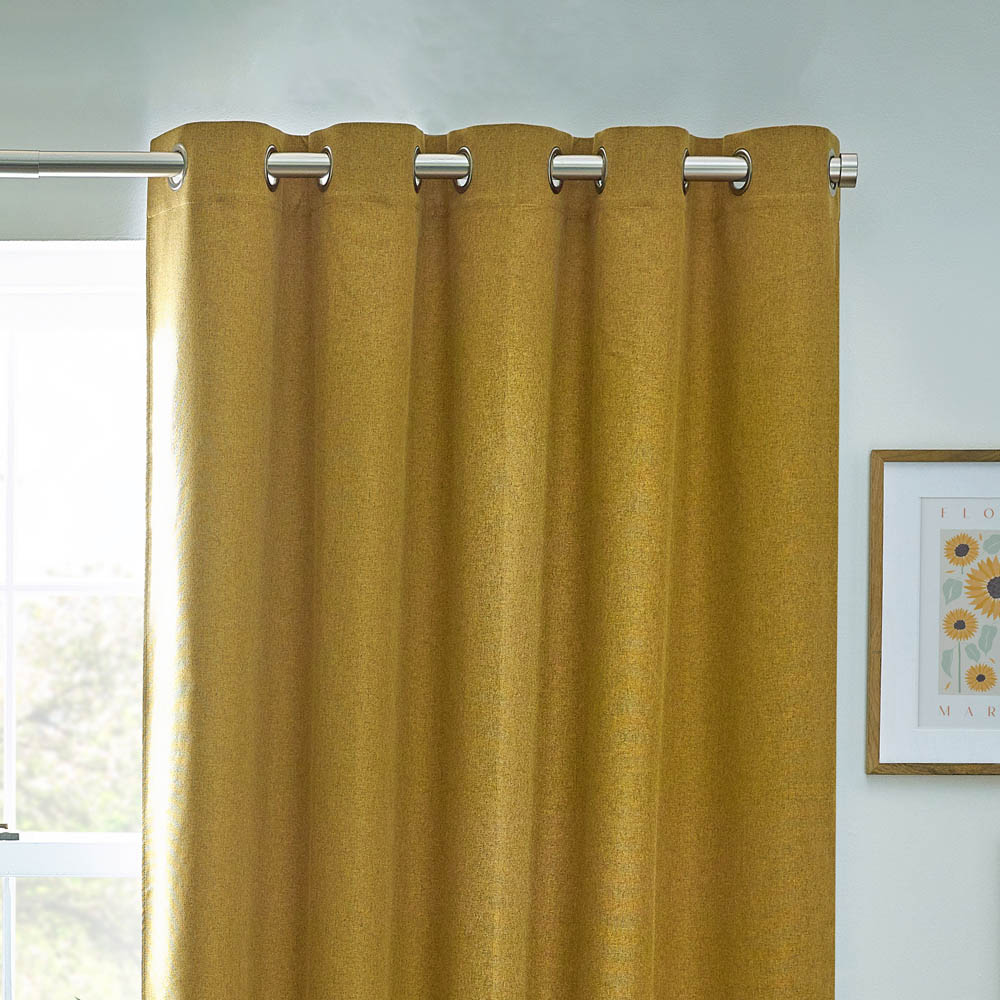 furn. Dawn Mustard Thermal Blackout Eyelet Curtain 137 x 117cm Image 3