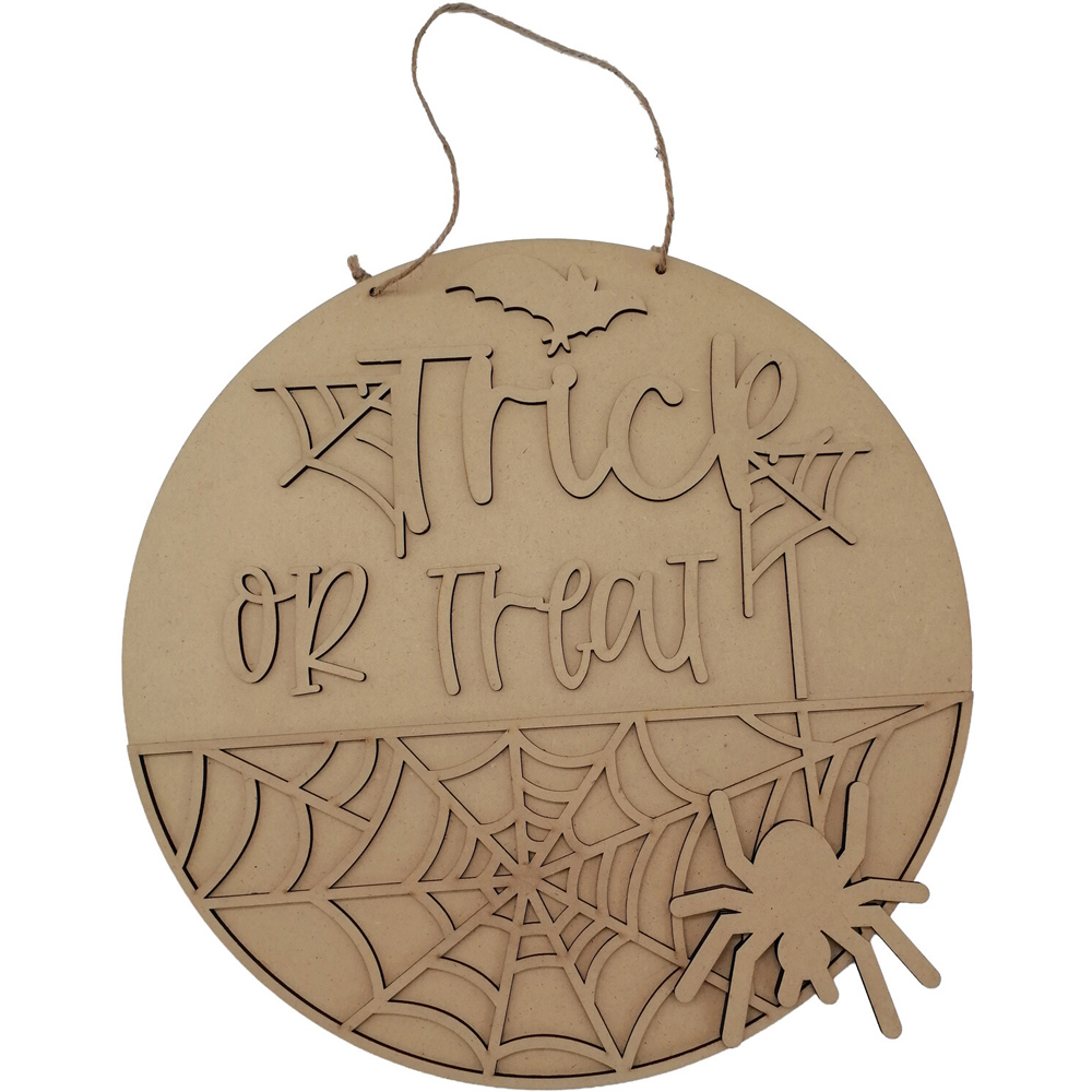 Trick or Treat Wooden Hanging Sign Neutral Image 3