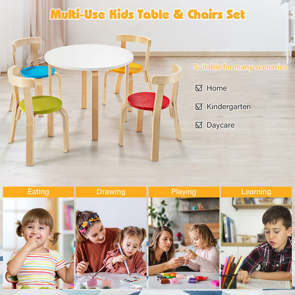 Costway 4 Seater Kids Multicolour Table and Chair Set Image 7