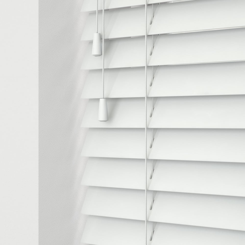 Caecus Real Wood String Venetian Blind White 90 x 120cm Image 1