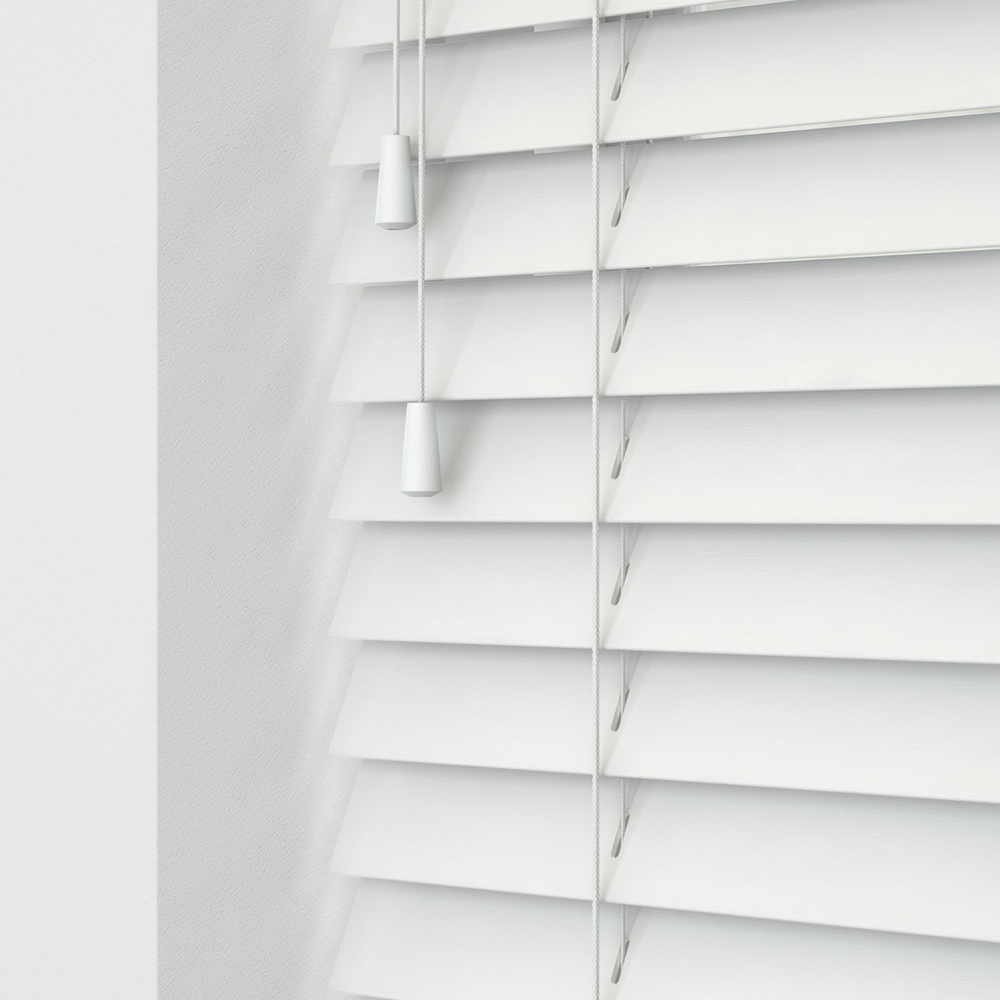 Caecus Real Wood String Venetian Blind White 105 x 160cm Image 1