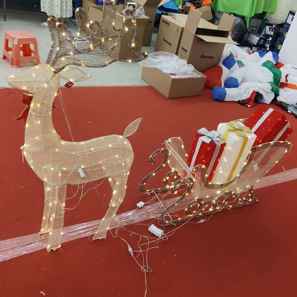 Everglow 170 Warm White LED Light Up Deer and Sleigh Christmas Decoration Image 2