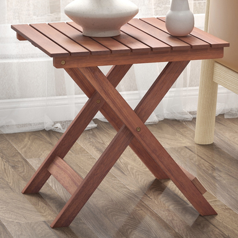 Costway Slatted Top Folding Side Table Image 1