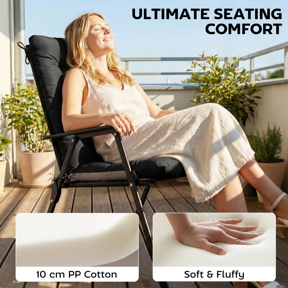 Outsunny Black Waterproof Garden Chair Cushion 111.5 x 53cm 4 Pack Image 4